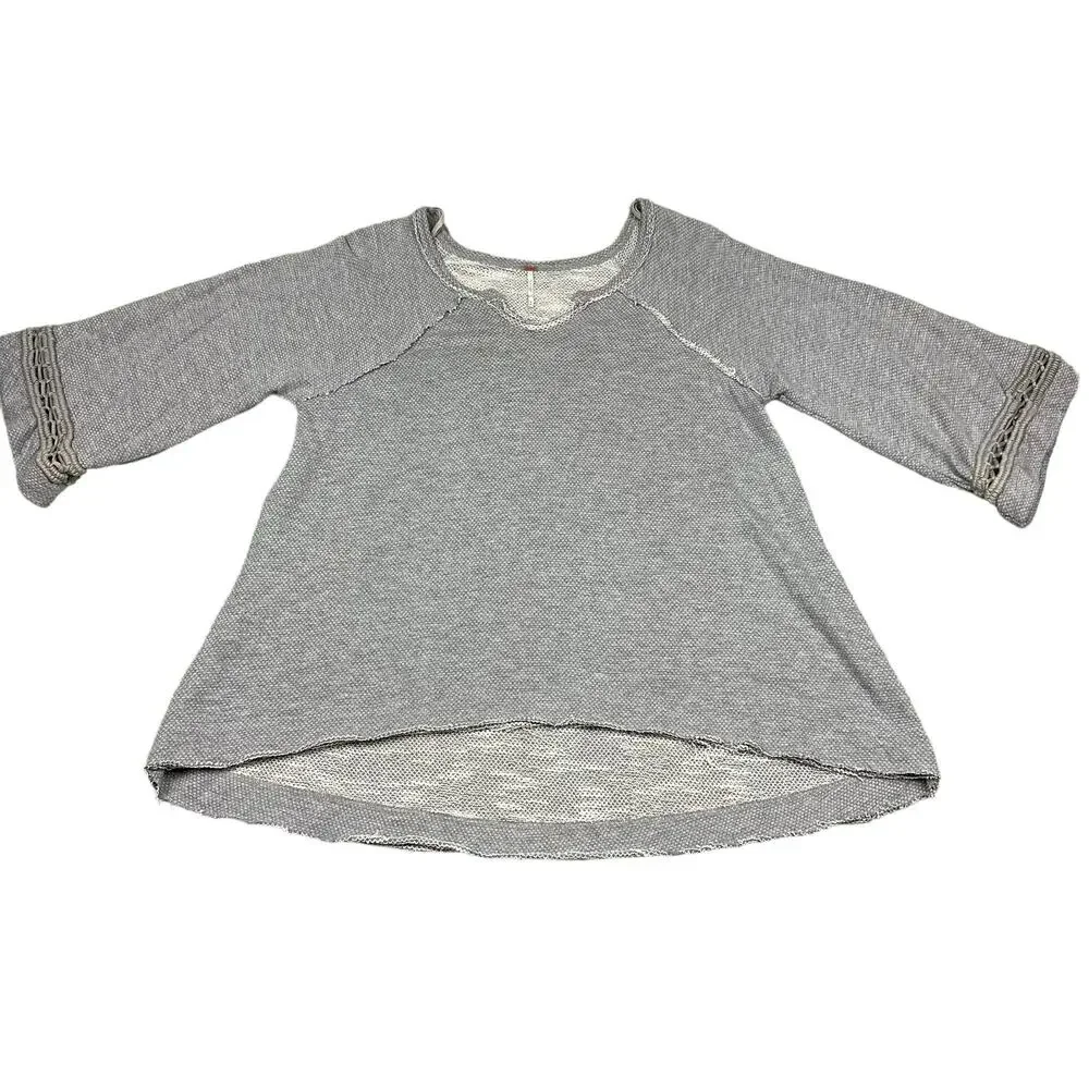 Free People Tunic Women Medium Grey Mystree Waffle Knit‎ OB407336